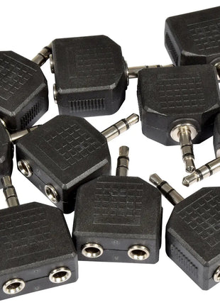 QTX Adaptor 3.5mm Stereo Jack Plug - 2 x 3.5mm Stereo Jack Sockets QTX