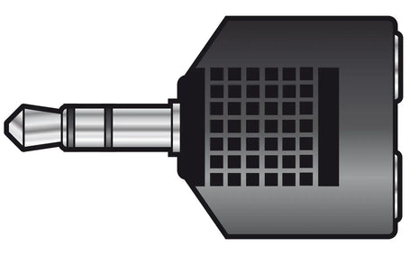 QTX Adaptor 3.5mm Stereo Jack Plug - 2 x 3.5mm Stereo Jack Sockets QTX
