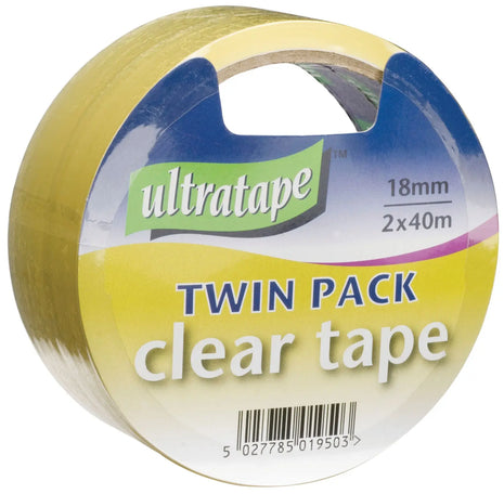Ultra Tape Clear Tape 18mm x 40m Twin Pk Ultra Tape