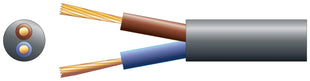 Mercury 2 core round mains PVC, 2 x 24/0.2mm, 6A, 5.8mmØ, Black, 100m Mercury
