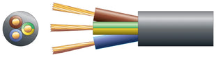 Mercury 3 core round mains PVC, 3 x 32/0.2mm, 10A, 7.2mmØ, Black, 100m Mercury