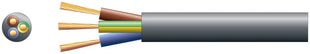 Mercury 3 core round mains PVC, 3 x 24/0.2mm, 6A, 6.1mm, Black, 100m Mercury