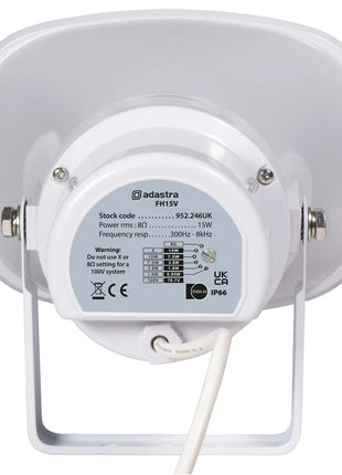 Adastra FH15V Horn Speaker EN54 100V - 15W IP66 Adastra