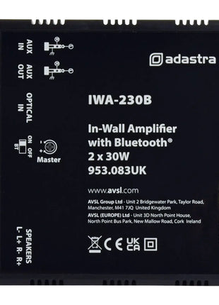 Adastra IWA230B In-wall Amplifier with Bluetooth 2 x 30W Adastra