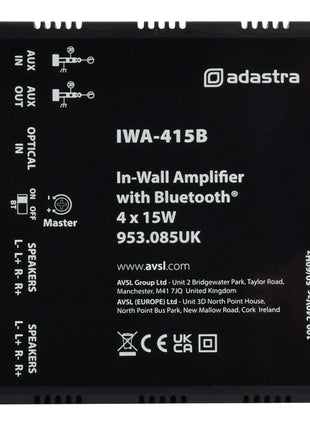 Adastra IWA415B In-wall Amplifier with Bluetooth 4 x 15W Adastra