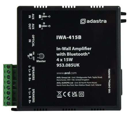 Adastra IWA415B In-wall Amplifier with Bluetooth 4 x 15W Adastra