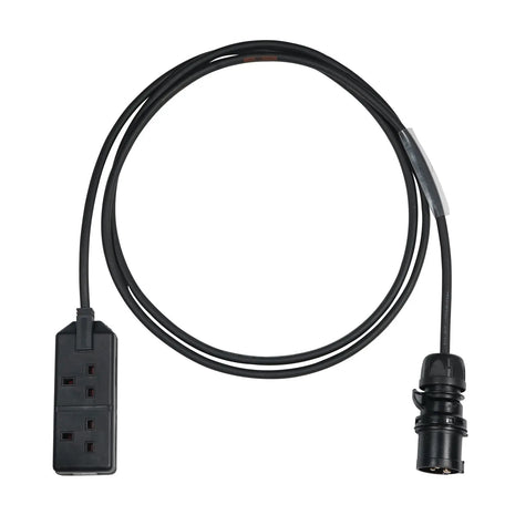 Elumen8 1.5m 1.5mm PCE Black 16A Plug to 2 Gang 13A Socket Cable