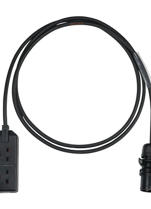 Elumen8 2m 1.5mm PCE Black 16A Plug to 2 Gang 13A Socket Cable