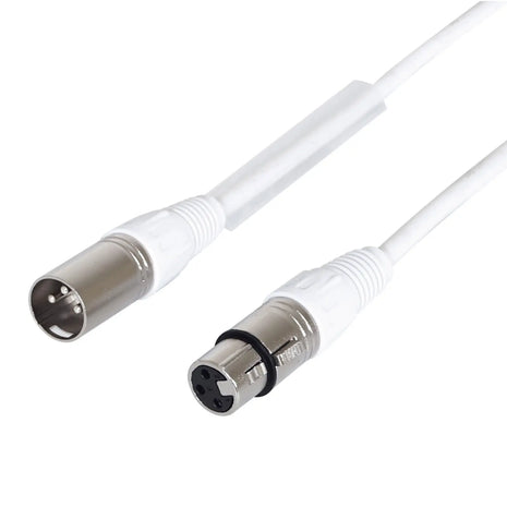 LEDJ 10m 3-Pin Male XLR - 3-Pin Female XLR DMX Cable (White Sheath)