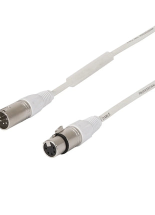 LEDJ 3m 5-Pin Male XLR - 5-Pin Female XLR DMX Cable (White Sheath)