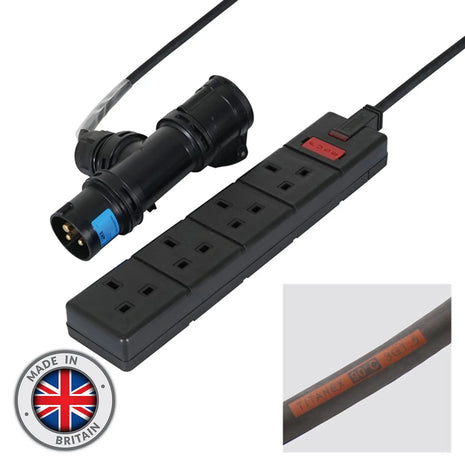 Elumen8 1m 16A T-Connect to 4 Way 13A Socket Cable