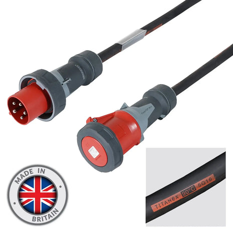 Elumen8 3m 63A Male - 63A Female 3PH 16mm 5C Cable Mennekes