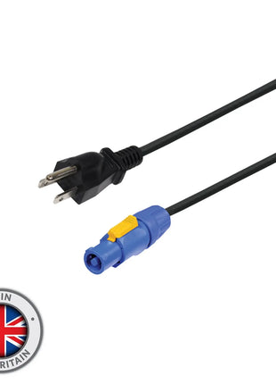 Elumen8 Grounded USA Plug to Neutrik powerCON NAC3FCA 1m