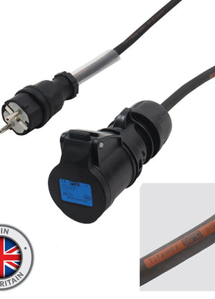 Elumen8 Schuko Plug to PCE 16A Black Socket 1m Cable