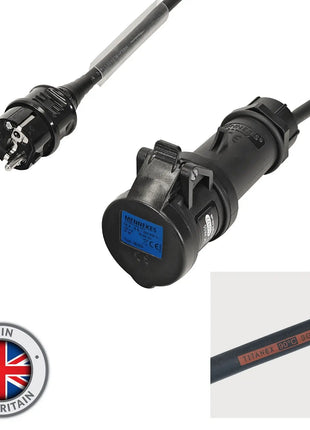 Elumen8 1m Schuko Plug to Mennekes 16A Black Socket Cable