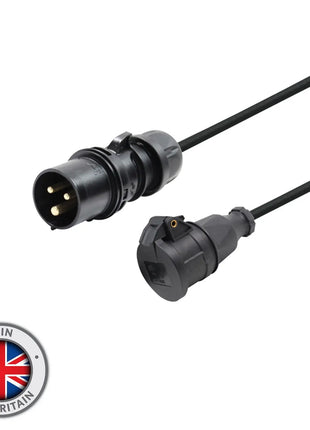 Elumen8 1m PCE 16A Black Plug to Schuko Socket Cable