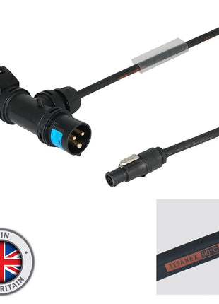 LEDJ 1m PCE 16A Black T-Connect to powerCON TRUE1 TOP Cable