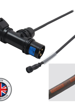 Elumen8 0.75m PCE 16A Black T-Connect to LEDJ Hydralock IP Socket Cable