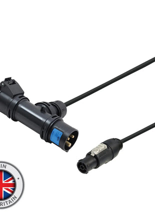 Elumen8 2m PCE 16A Black T-Connect to powerCON TRUE1 TOP Cable