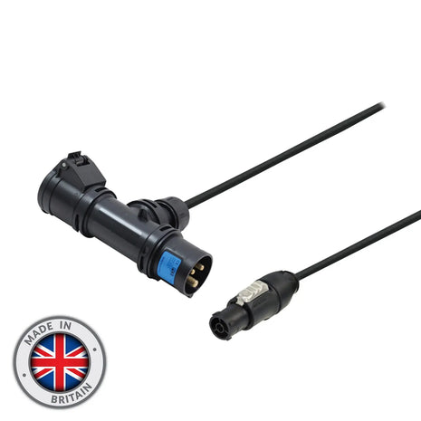 Elumen8 2m PCE 16A Black T-Connect to powerCON TRUE1 TOP Cable
