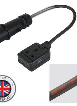 Elumen8 0.35m Mennekes Black 16A Plug to 13A Socket Cable
