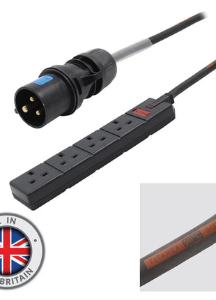 LEDJ 1m 16A Plug to 4 Gang 13A Socket Cable