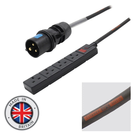 LEDJ 1m 16A Plug to 4 Gang 13A Socket Cable