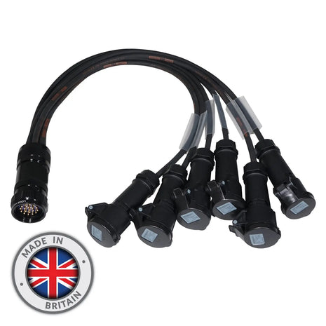  Socapex 19-Pin Male - 16A Mennekes Female 2.5mm Fan-Out Cable