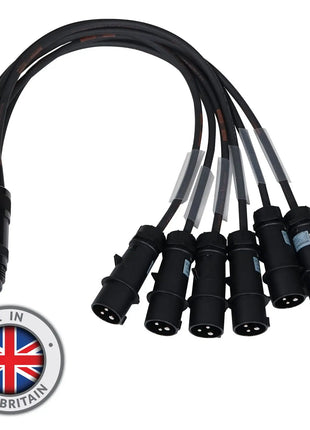  16A Mennekes Male - Socapex 19-Pin Female 2.5mm Fan-In Cable