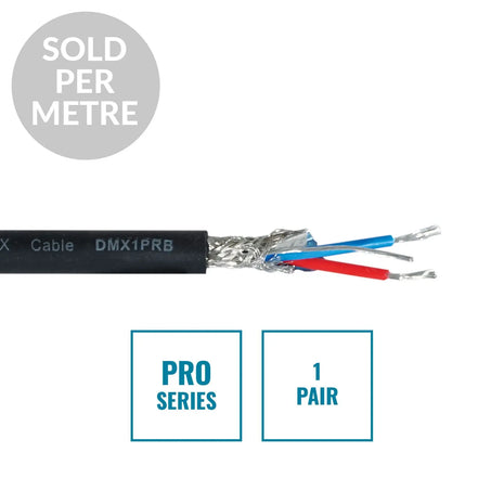 Elumen8 PRO Screened 1 Pair DMX Cable DMX1PRB Cut Length Black