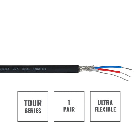 Elumen8 TOUR Screened 1 Pair DMX Cable DMX1PRB 100m Drum Black