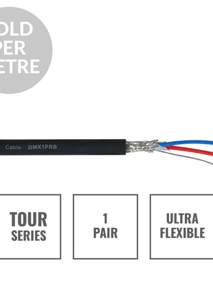 Elumen8 TOUR Screened 1 Pair DMX Cable DMX1PRB Cut Length Black