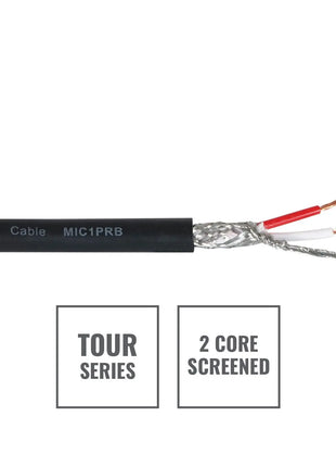 Elumen8 TOUR Screened 2 Core Microphone Cable MIC1PRB 100m Drum Black