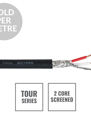 Elumen8 TOUR Screened 2 Core Microphone Cable MIC1PRB Cut Length Black