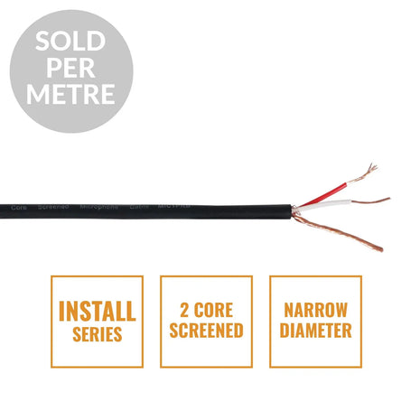 Elumen8 INSTALL Screened 2 Core Microphone Cable MIC1PRB Cut Length Black