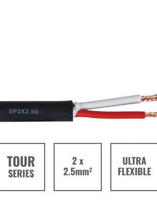 Elumen8 TOUR 2 Core 2 x 2.5mm2 Speaker Cable SP2X2.5B 100m Drum Black