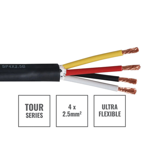 Elumen8 TOUR 4 Core 4 x 2.5mm2 Speaker Cable SP4X2.5B 300m Drum Black