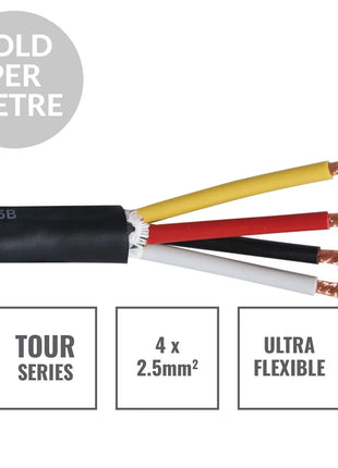 Elumen8 TOUR 4 Core 4 x 2.5mm2 Speaker Cable SP4X2.5B Cut Length Black