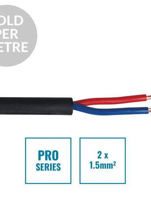 Elumen8 PRO 2 Core 2 x 1.5mm Speaker Cable SP2X1.5B Cut Length Black