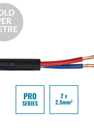 Elumen8 PRO 2 Core 2 x 2.5mm Speaker Cable SP2X2.5B Cut Length Black