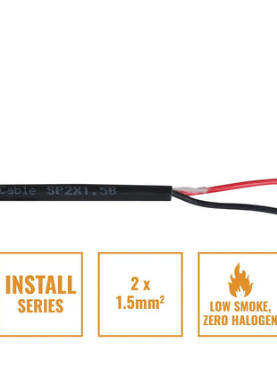 Elumen8 INSTALL LSZH 2 Core 2 x 1.5mm2 Speaker Cable SP2X1.5B 100m Drum Black