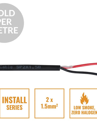 Elumen8 INSTALL LSZH 2 Core 2 x 1.5mm2 Speaker Cable SP2X1.5B Cut Length Black