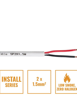 Elumen8 INSTALL LSZH 2 Core 2 x 1.5mm2 Speaker Cable SP2X1.5W 500m Drum White
