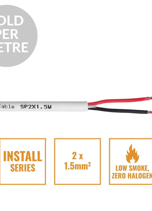 Elumen8 INSTALL LSZH 2 Core 2 x 1.5mm2 Speaker Cable SP2X1.5W Cut Length White