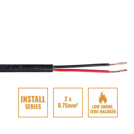 Elumen8 INSTALL LSZH 2 Core 2 x 0.75mm2 Speaker Cable SP2X0.75B Cut Length Black