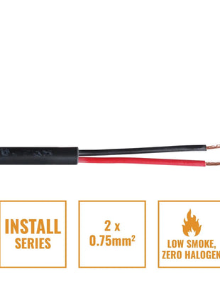 Elumen8 INSTALL LSZH 2 Core 2 x 0.75mm2 Speaker Cable SP2X0.75B 500m Drum Black
