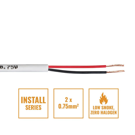 Elumen8 INSTALL LSZH 2 Core 2 x 0.75mm2 Speaker Cable SP2X0.75W 500m Drum White