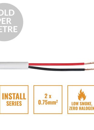 Elumen8 INSTALL LSZH 2 Core 2 x 0.75mm2 Speaker Cable SP2X0.75W Cut Length White
