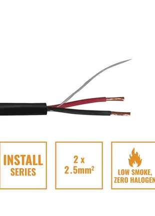 Elumen8 INSTALL LSZH 2 Core 2 x 2.5mm2 Speaker Cable SP2X2.5B 100m Drum Black