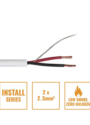 Elumen8 INSTALL LSZH 2 Core 2 x 2.5mm2 Speaker Cable SP2X2.5W 100m Drum White